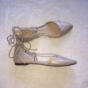 Jessica Simpson Ankle Tie Pointed Flats Sz 8.5M